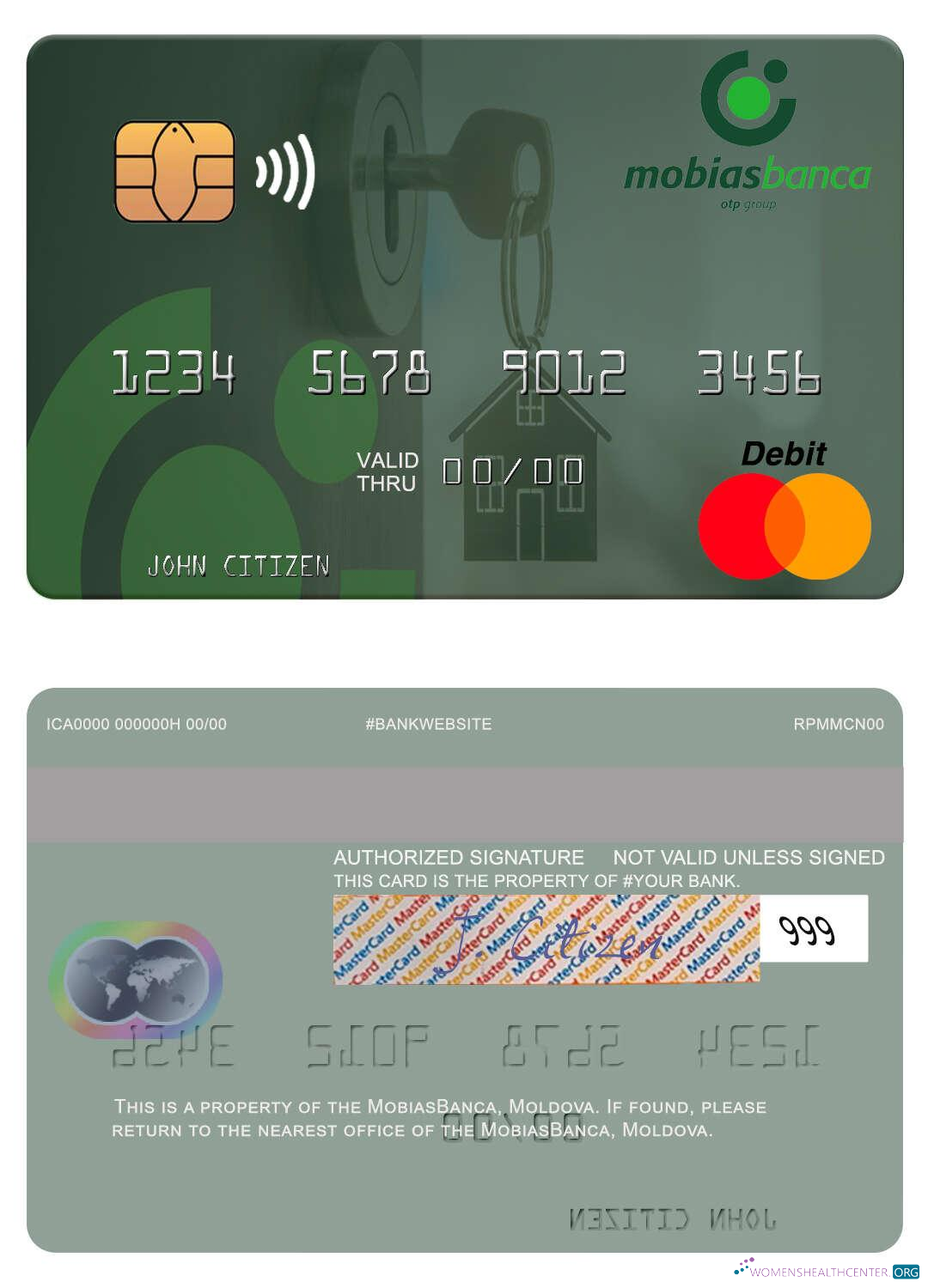 Download Moldova MobiasBanca mastercard Photoshop template